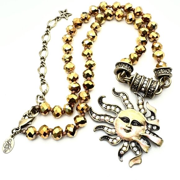 Kirks Folly Womens Necklace Crystal Magnetic Sun Enhancer Bronze Tone - Picture 1 of 3